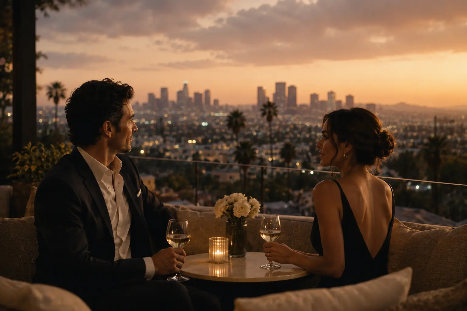 Romantic rooftop evening in the city
